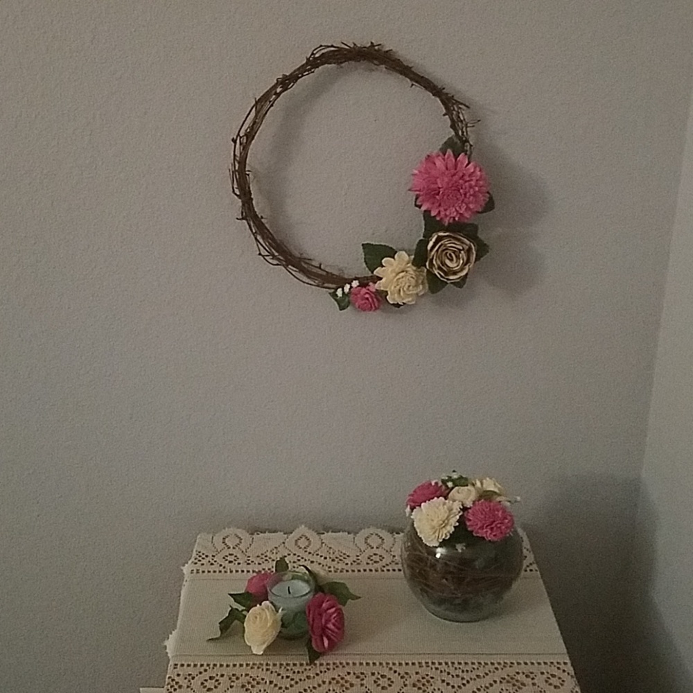 Custom made 3 piece sola wood floral arrangements